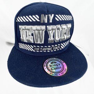 KINGS CHOICE New York Snap Back Hat Blue Malaki Blue Gray